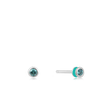 Load image into Gallery viewer, Ania Haie Teal Enamel Silver Stud Earrings