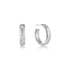 Load image into Gallery viewer, Ania Haie Silver Smooth Twist Hoop Stud Earrings