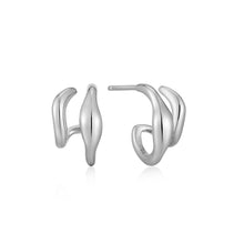 Load image into Gallery viewer, Ania Haie Silver Wave Double Hoop Stud Earrings