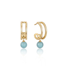 Load image into Gallery viewer, Ania Haie Gold Orb Amazonite Stud Mini Hoop Earrings