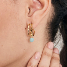 Load image into Gallery viewer, Ania Haie Gold Orb Amazonite Stud Mini Hoop Earrings