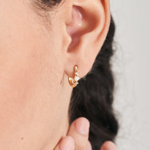 Load image into Gallery viewer, Gold Kyoto Opal Oval Huggie Hoop Earrings