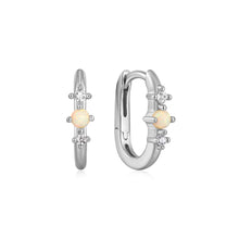 Load image into Gallery viewer, Silver Kyoto Opal Oval Huggie Hoop Earrings