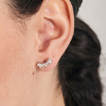 Load image into Gallery viewer, Silver Sparkle Marquise Climber Barbell Single Earring