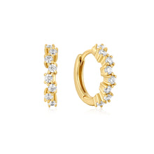 Load image into Gallery viewer, Gold Sparkle Cluster Huggie Hoop Earrings