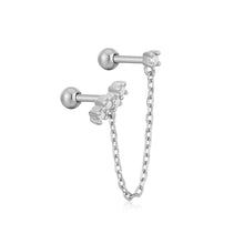 Load image into Gallery viewer, Silver Celestial Drop Chain Barbell Single Earring