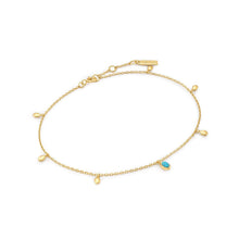 Load image into Gallery viewer, Ania Haie Gold Turquoise Drop Pendant Anklet