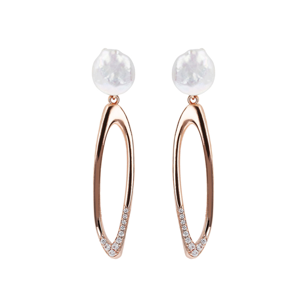 Bronzallure Hoop Earrings with Coin Pearls