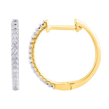 Load image into Gallery viewer, Hoop Earrings with 0.10ct Diamonds in 9K Yellow Gold