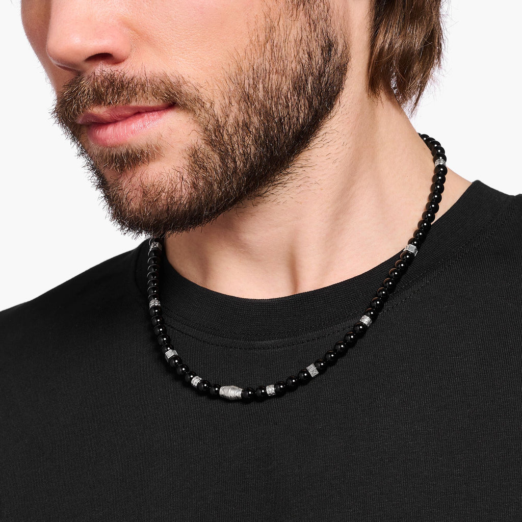 THOMAS SABO Tiger's Eye Black Bead Necklace