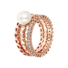 Load image into Gallery viewer, Bronzallure Pearl And Cubic Zirconia Set Of Rings