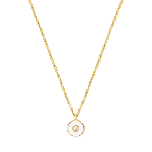 Ania Haie Optic White Enamel Disc Gold Necklace