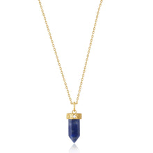 Load image into Gallery viewer, Gold Lapis Point Pendant Necklace