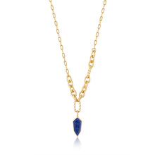 Load image into Gallery viewer, Ania Haie Gold Lapis Emblem Pendant Necklace