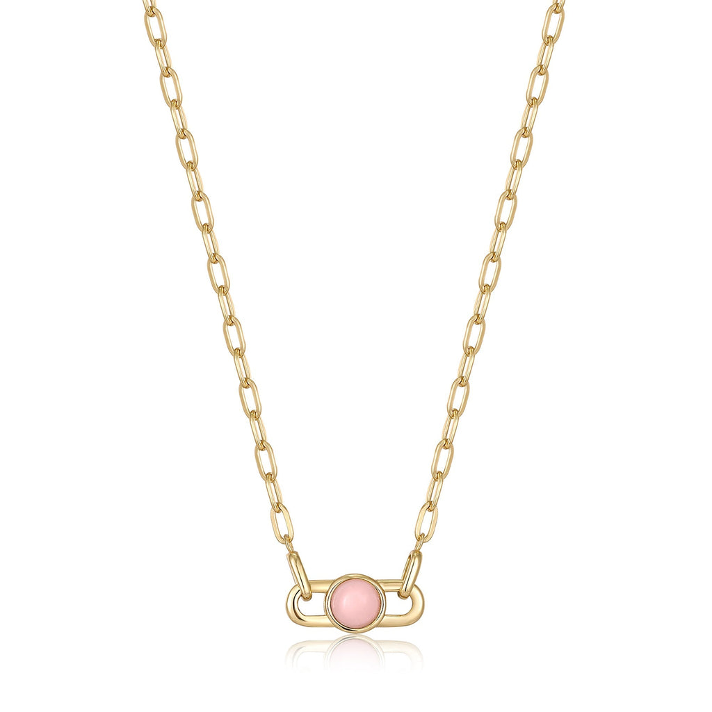 Ania Haie Gold Orb Rose Quartz Link Necklace