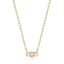 Load image into Gallery viewer, Ania Haie Gold Orb Rose Quartz Link Necklace