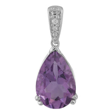 Load image into Gallery viewer, Amethyst Pendant with 0.02ct Diamonds in 9K White Gold