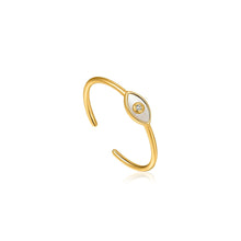 Load image into Gallery viewer, Evil Eye Gold Adjustable Ring