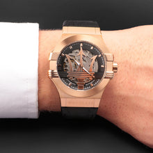 Load image into Gallery viewer, Maserati Potenza 42mm Automatic Skeleton Gold Watch
