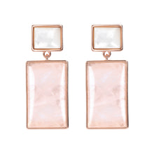 Load image into Gallery viewer, Bronzallure Mother of Pearl and Natural Stone Rectangular Earrings