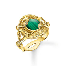 Load image into Gallery viewer, THOMAS SABO Serpent Green Gold Ring