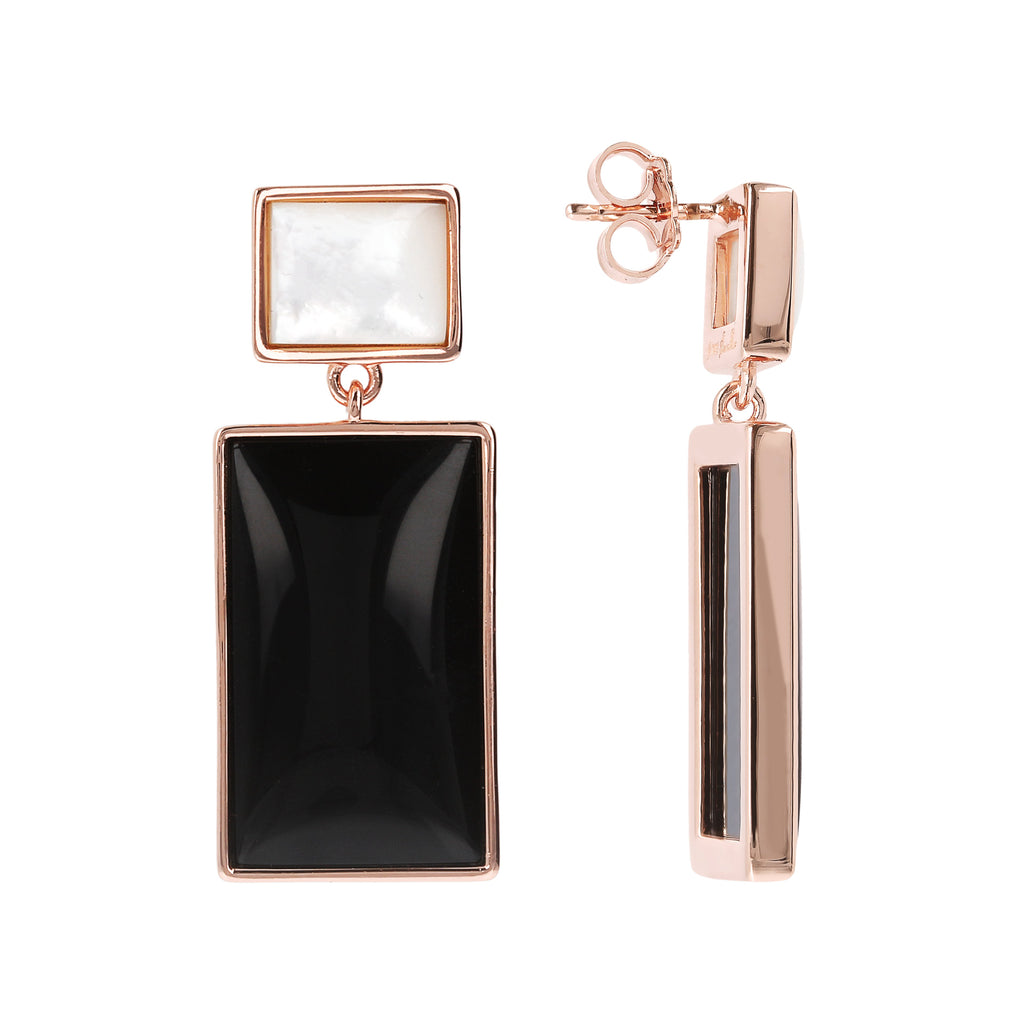 Bronzallure Mother of Pearl and Natural Stone Rectangular Earrings