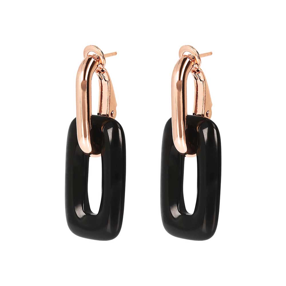 Bronzallure Variegata Black Onyx Link Earrings