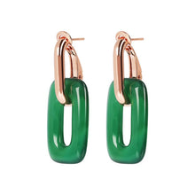 Load image into Gallery viewer, Bronzallure Variegata Green Agate Link Earrings