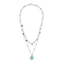 Load image into Gallery viewer, Bronzallure Two Strands Necklace with Natural Stone and Golden Rose Hearts