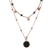 Load image into Gallery viewer, Bronzallure Two Strands Necklace with Natural Stone and Golden Rose Hearts