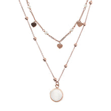 Load image into Gallery viewer, Bronzallure Two Strands Necklace with Natural Stone and Golden Rose Hearts