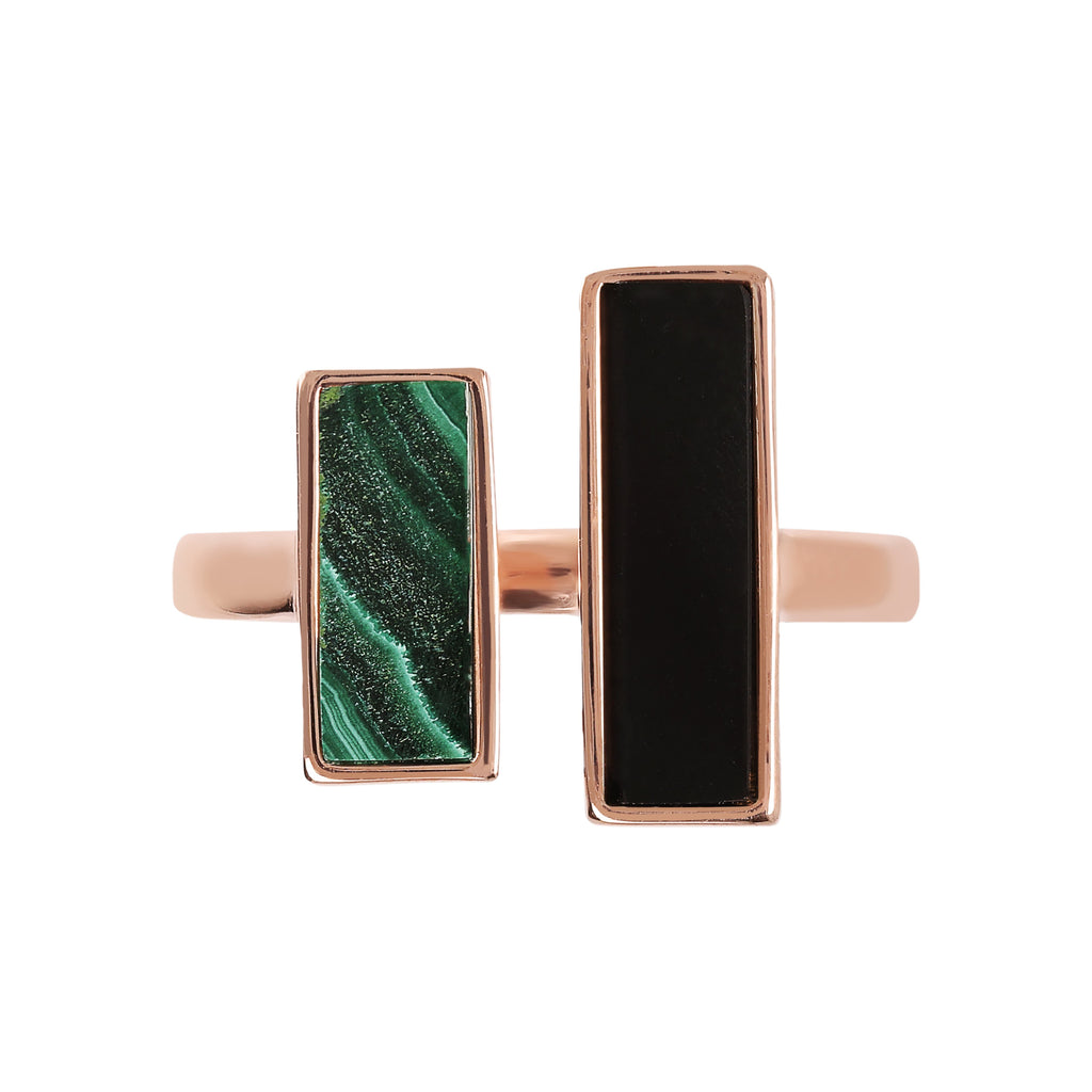 Bronzallure Bicolor Carré Natural Stones Ring