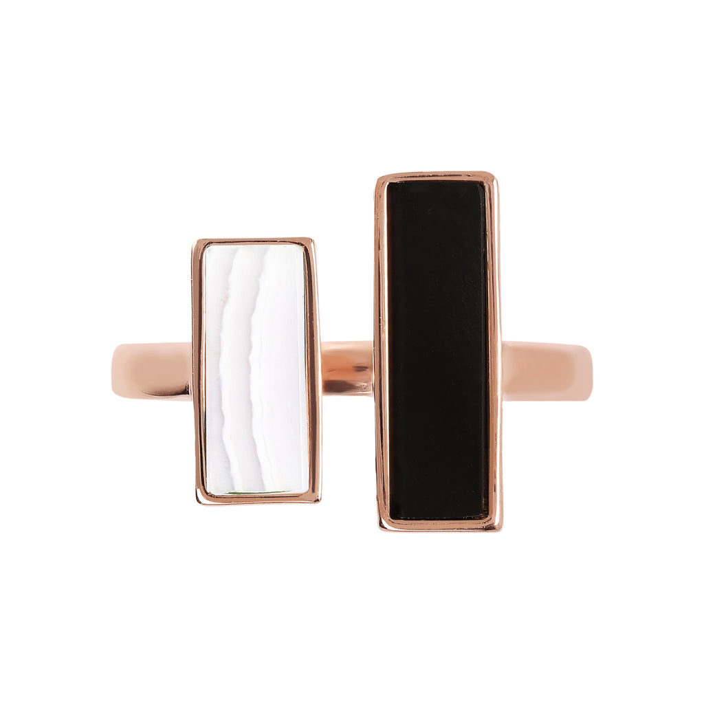 Bronzallure Bicolor Carré Natural Stones Ring