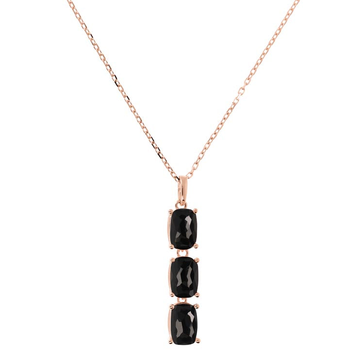 Bronzallure Variegata Black Onyx Pendant Necklace 47cm