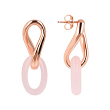 Load image into Gallery viewer, Bronzallure Variegata Rose Quartz Link Earrings