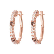 Load image into Gallery viewer, Bronzallure Miss Bronzallure Brown/White Cubic Zirconia Huggie Earrings