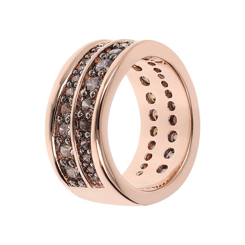 Bronzallure Altissima Brown Cubic Zirconia Two Rows Ring