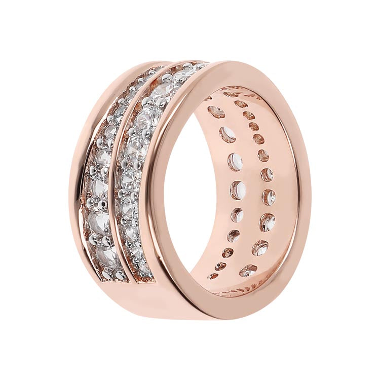 Bronzallure Altissima White Cubic Zirconia Two Rows Ring