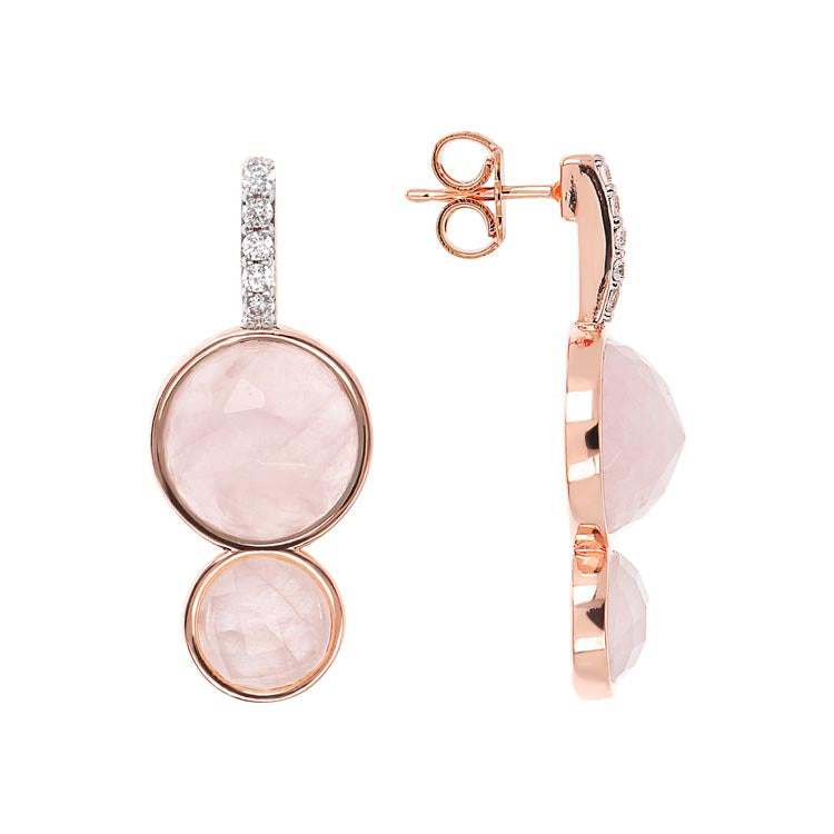 Bronzallure Preziosa Rose Quartz/CZ Earrings