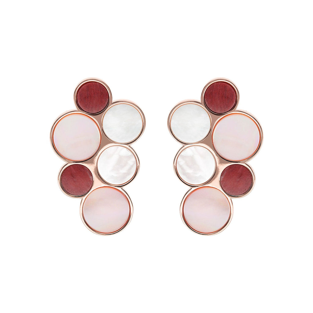 Bronzallure Alba Red Fossil Mop Flat Earrings