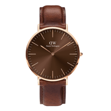 Load image into Gallery viewer, Daniel Wellington Classic 40 St Mawes Rose Gold &amp; Amber Watch