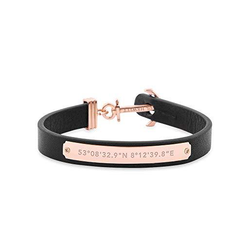 Paul Hewitt Signum Female Coordinates Rose Gold / Black Bracelet - S