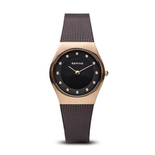 Bering Classic Brushed Gold Brown Mesh Watch