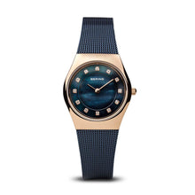 Load image into Gallery viewer, Bering Classic Polished Rose Gold Navy Blue Watch