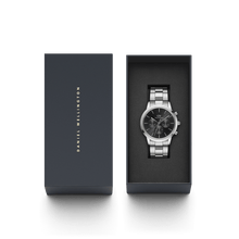 Load image into Gallery viewer, Daniel Wellington Iconic Chronograph 42 Link Silver &amp; Black Sunray Watch