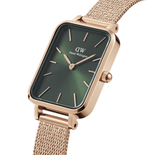 Load image into Gallery viewer, Daniel Wellington Quadro 20X26 Pressed Melrose Rose Gold &amp; Emerald Watch