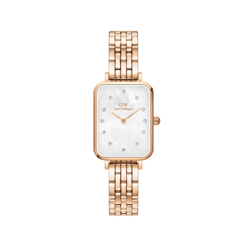 Daniel Wellington Quadro Lumine 20x26 5-Link Rose Gold & Mother of Pearl White Watch