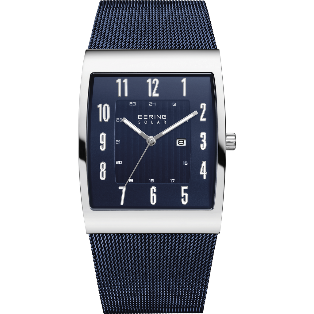 Bering Men's Slim Solar Rectangular Blue Watch - Main Image
