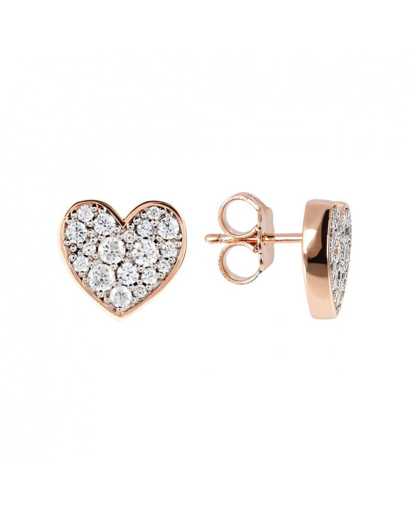 Bronzallure Pave Heart Stud Earrings