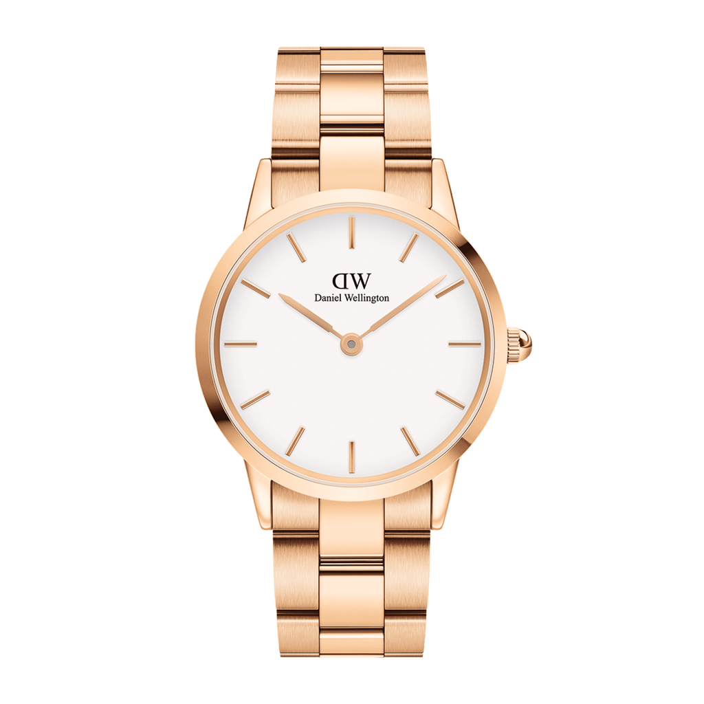 Daniel Wellington Iconic Link 36 Rose Gold & White Watch